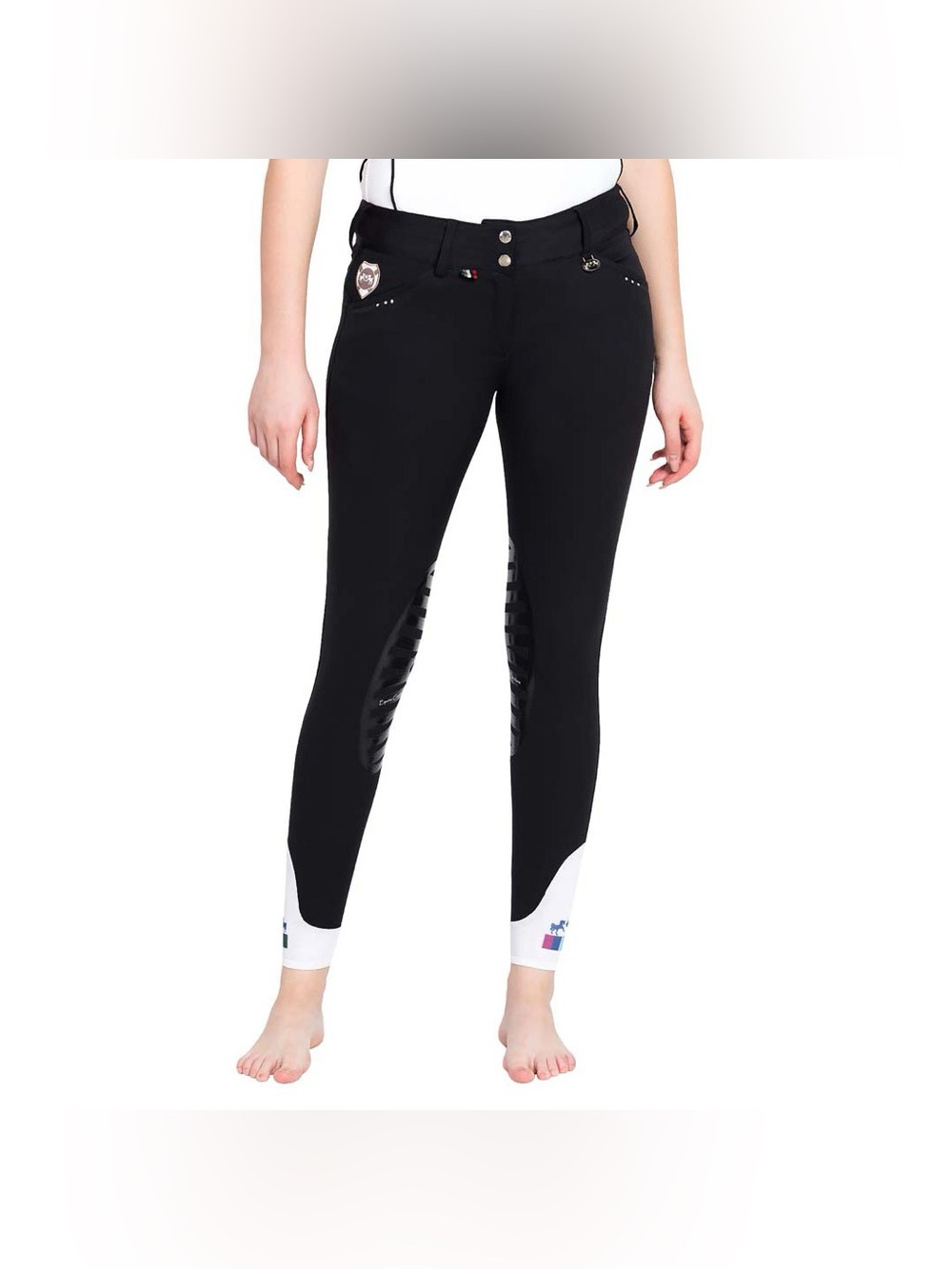 Equine Couture Ladies Fiona Silicone Knee Patch Breeches Black NWOT